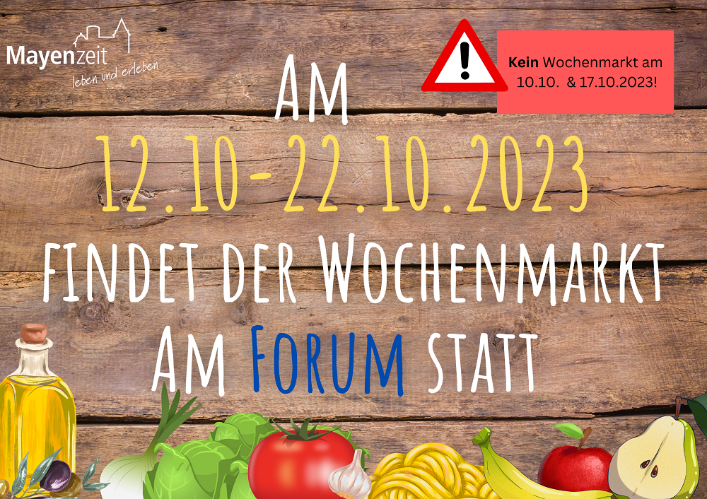 Plakat mit Infos zum Wochenmarkt 