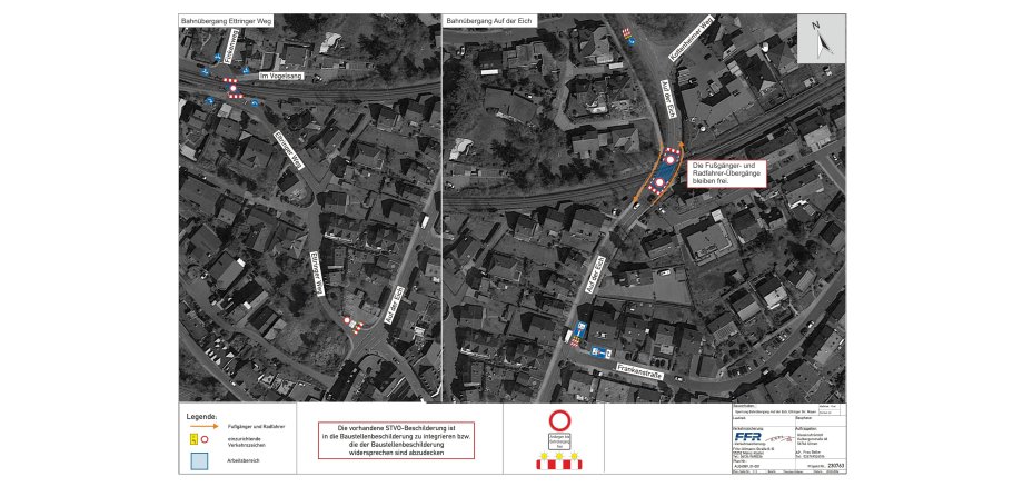 Lageplan 1 der Sperrung Bahnübergänge