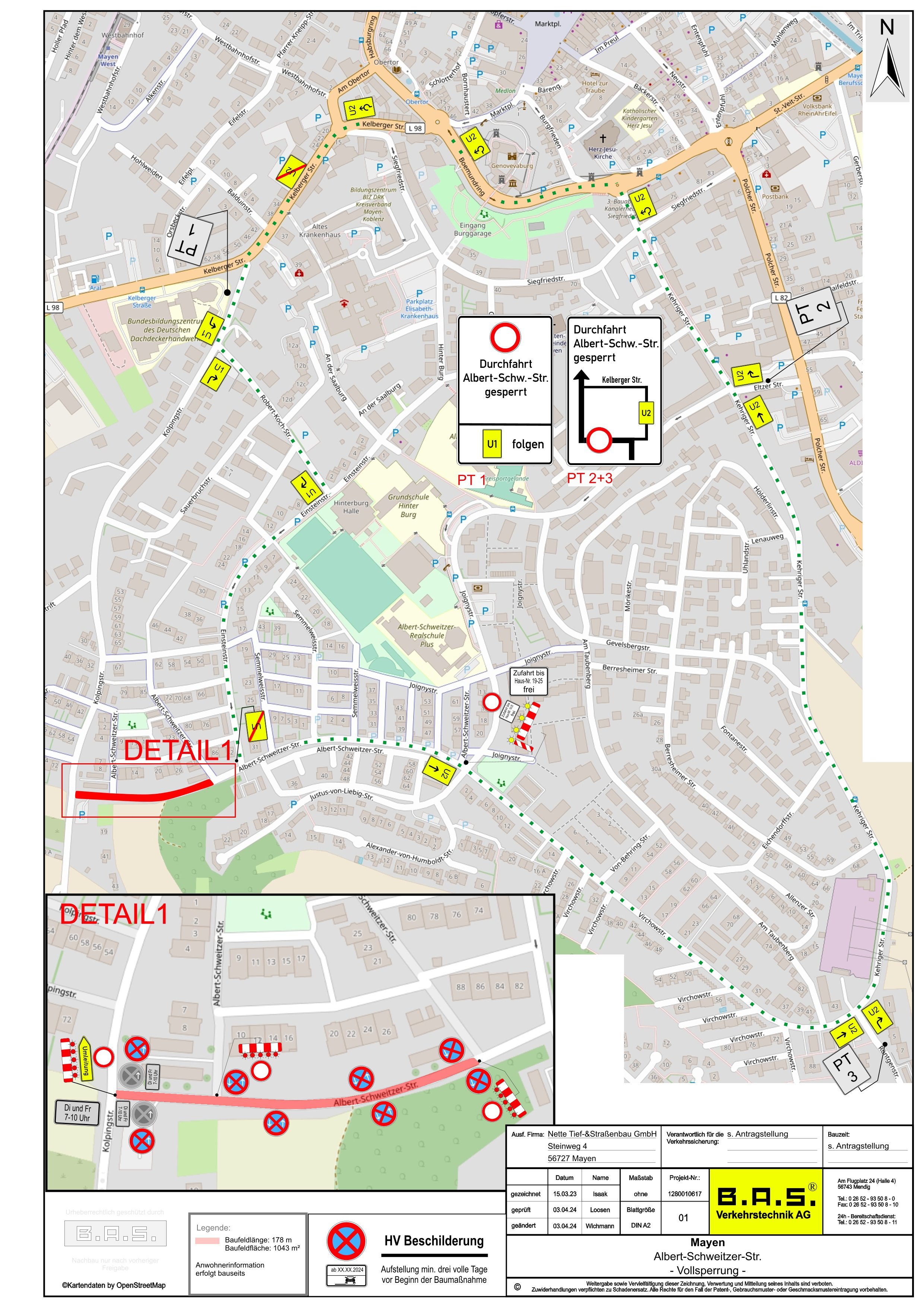 Verkehrsführungsplan zur Vollsperrung 