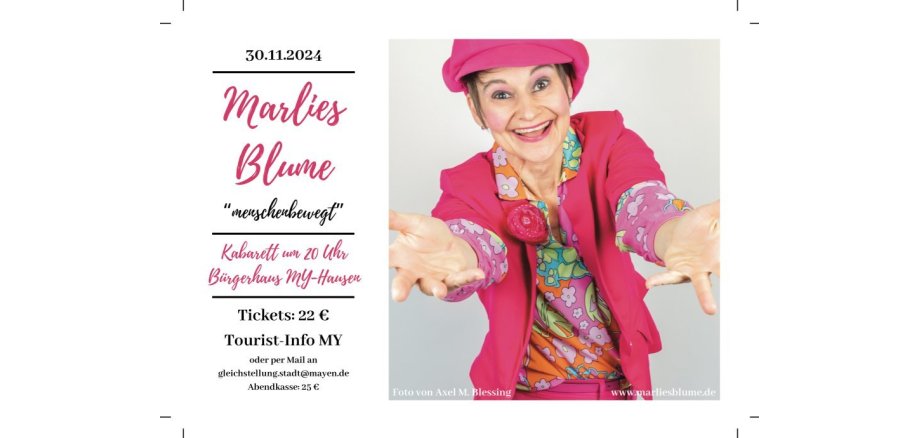 Flyer zu Marlies Blume am 30. November im Bürgerhaus Hausen