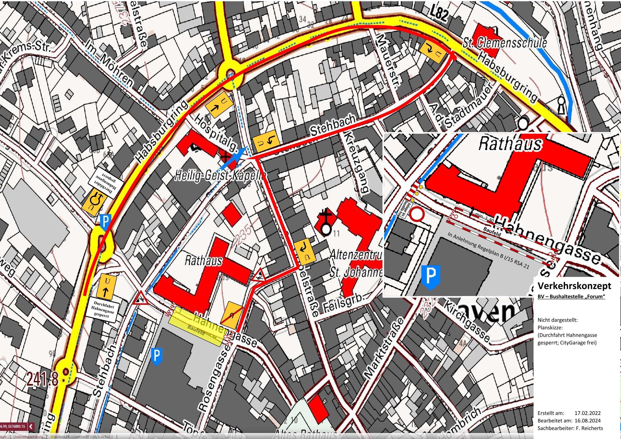 Verkehrszeichenplan Haltestelle Forum