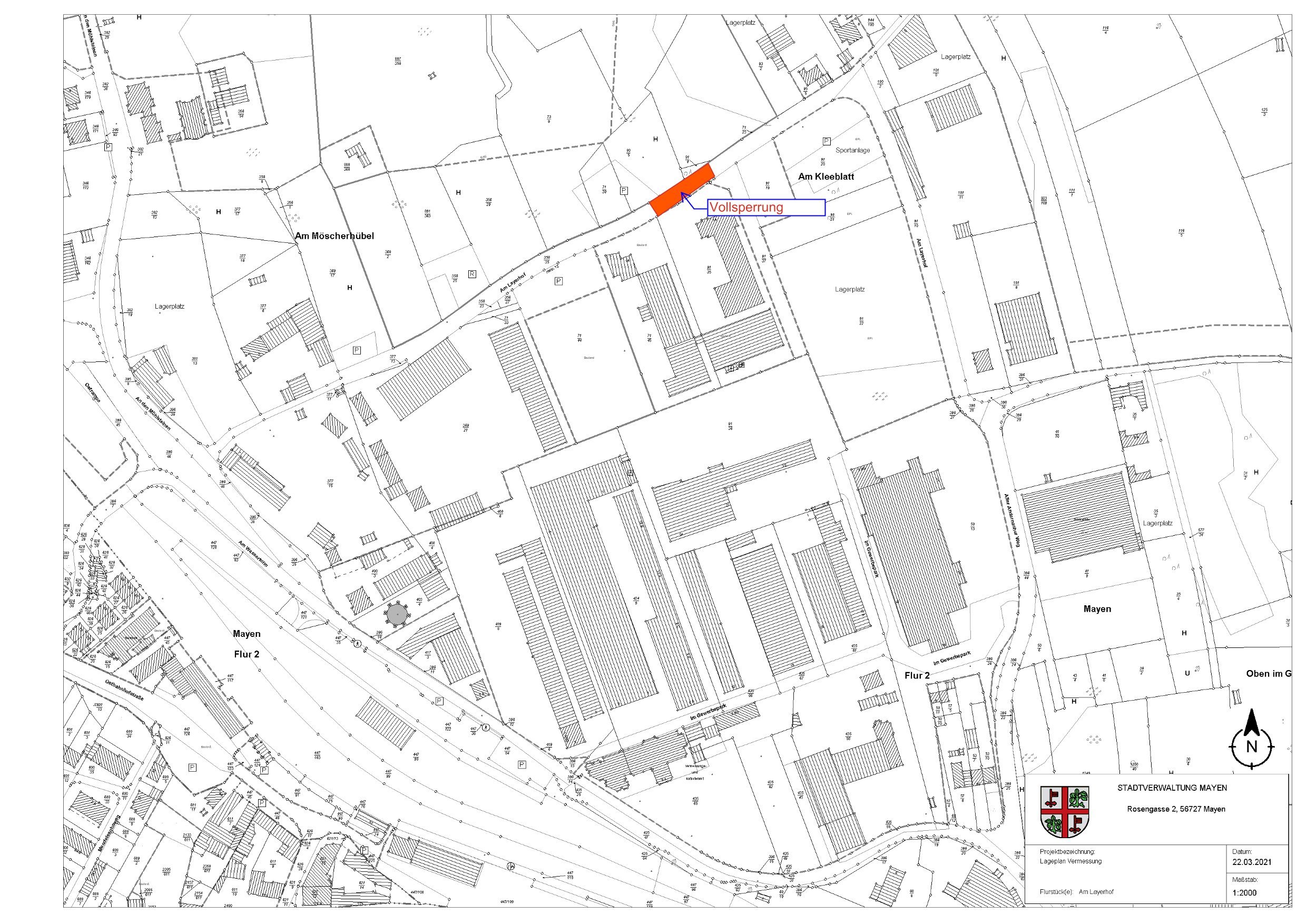 Der Lageplan kennzeichnet die Vollsperrung