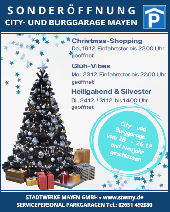 Plakat zu geänderten Öffnungszeiten der Parkgaragen