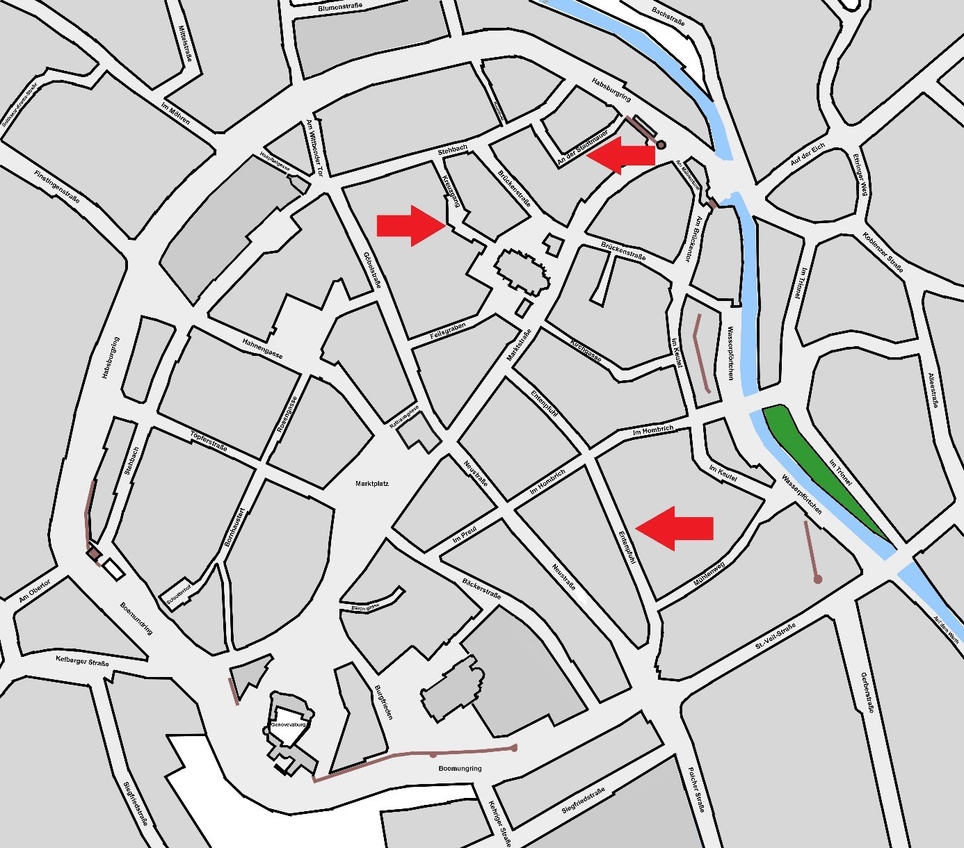 Lageplan mit den betroffenen Stellen