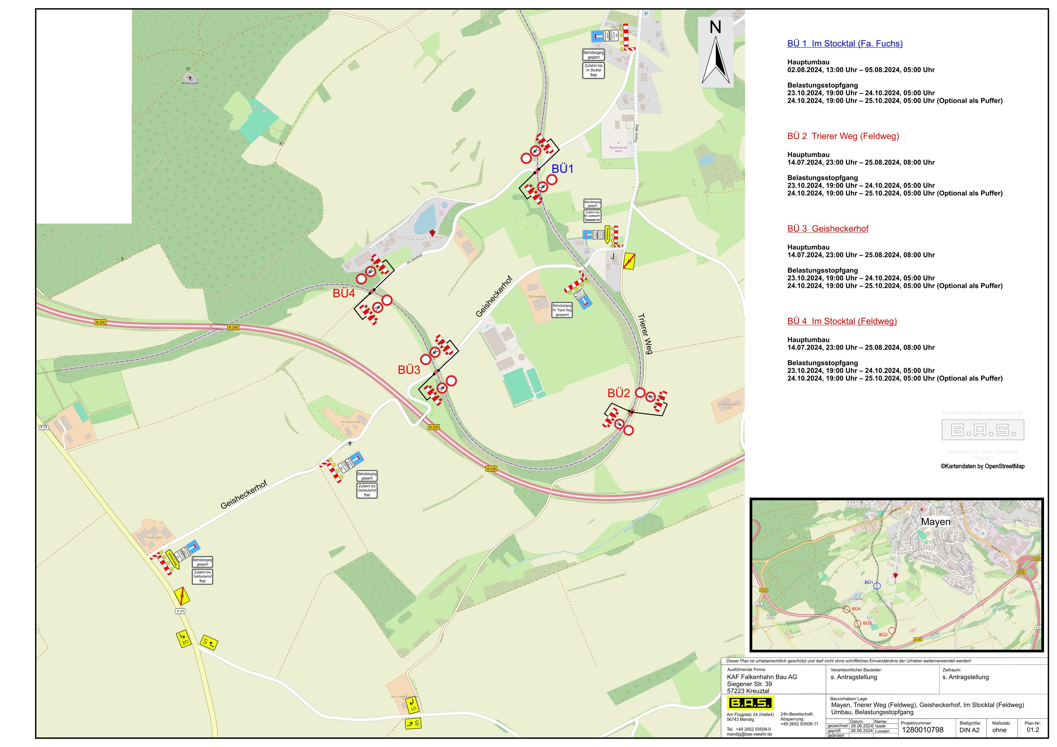 Lageplan Sperrung Bahnübergänge 