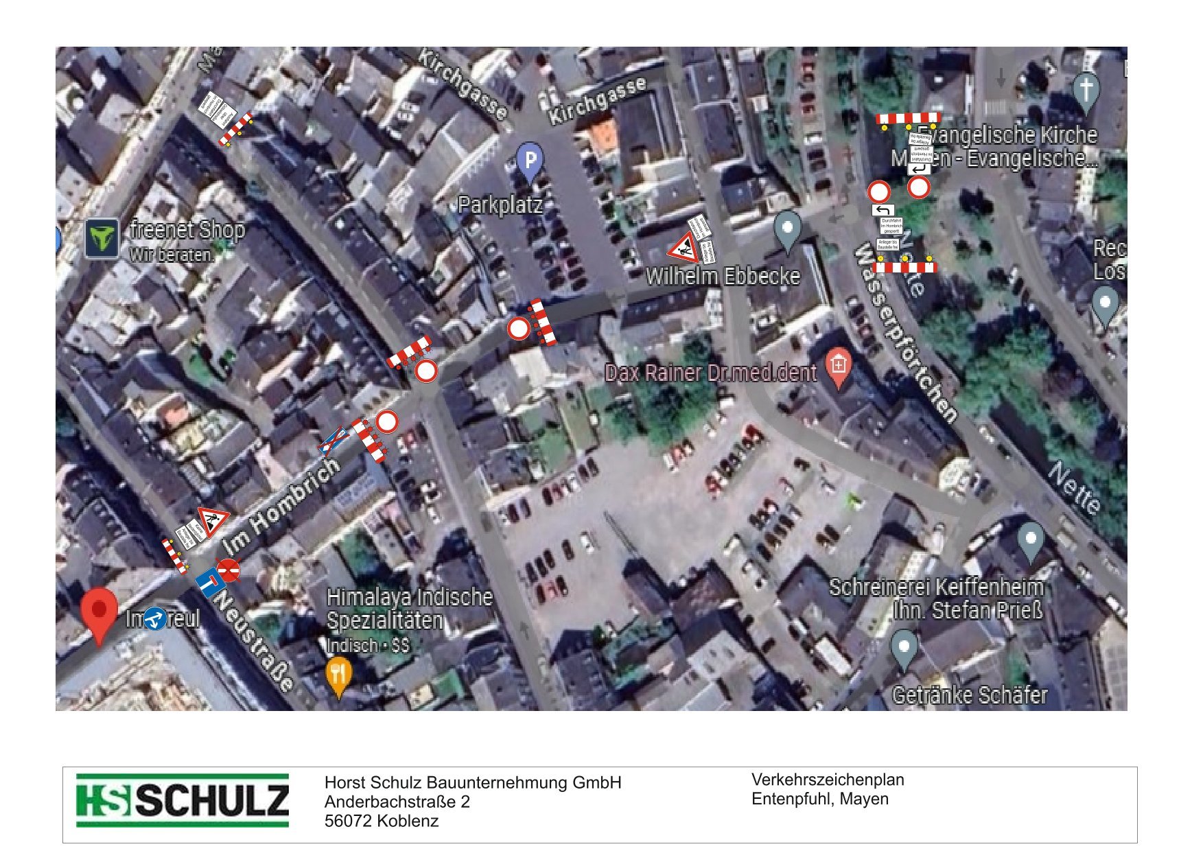 Umleitungsplan zur Vollsperrung Im Hombrich