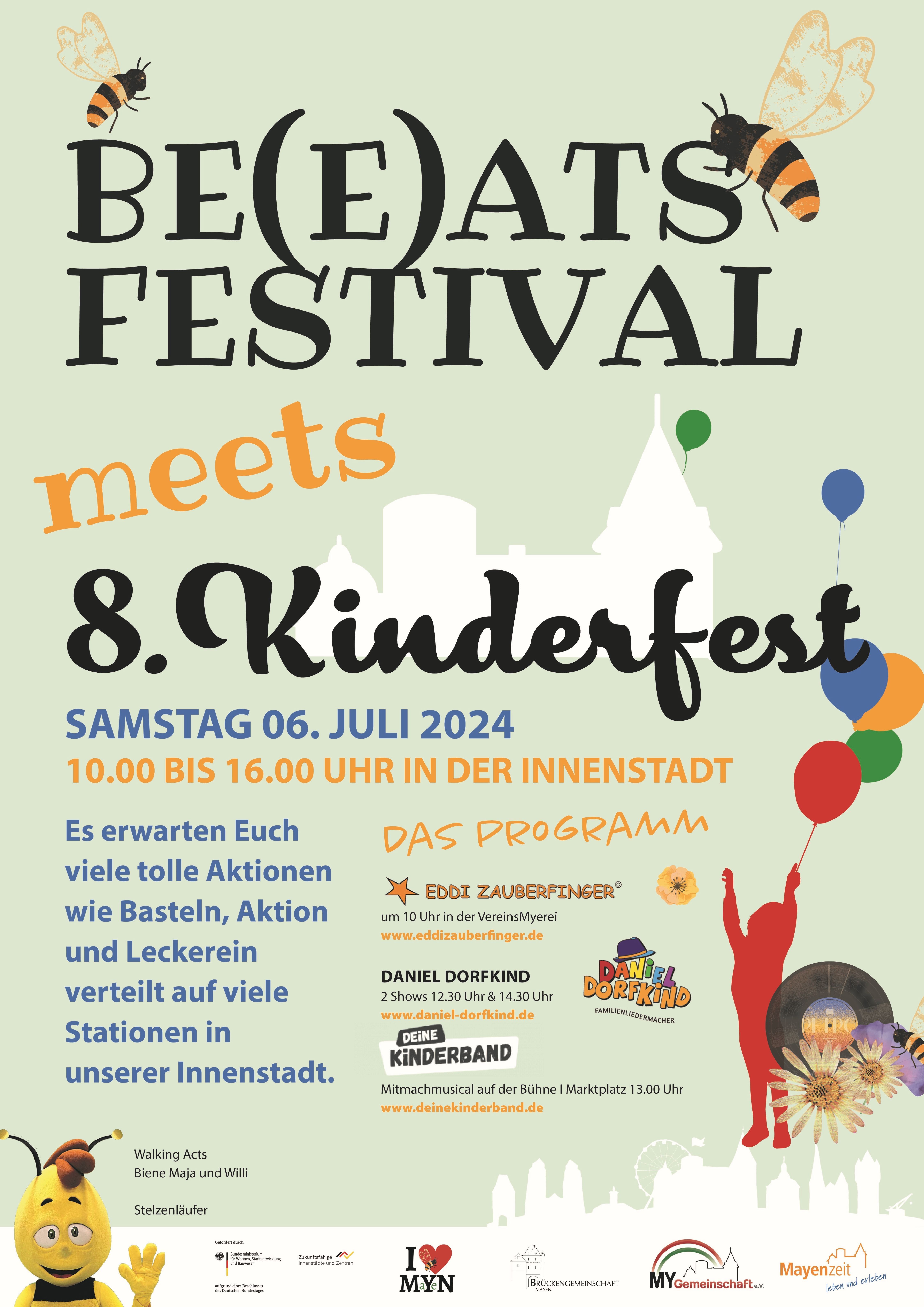 Flyer zum diesjährigen Be(e)ats Festival und Kinderfest