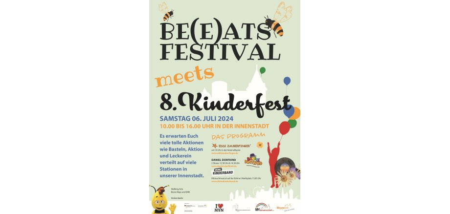 Flyer zum diesjährigen Be(e)ats Festival und Kinderfest