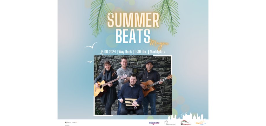 Flyer zu m Auftritt von Way Back am 15. Juni bei den Summer Beats