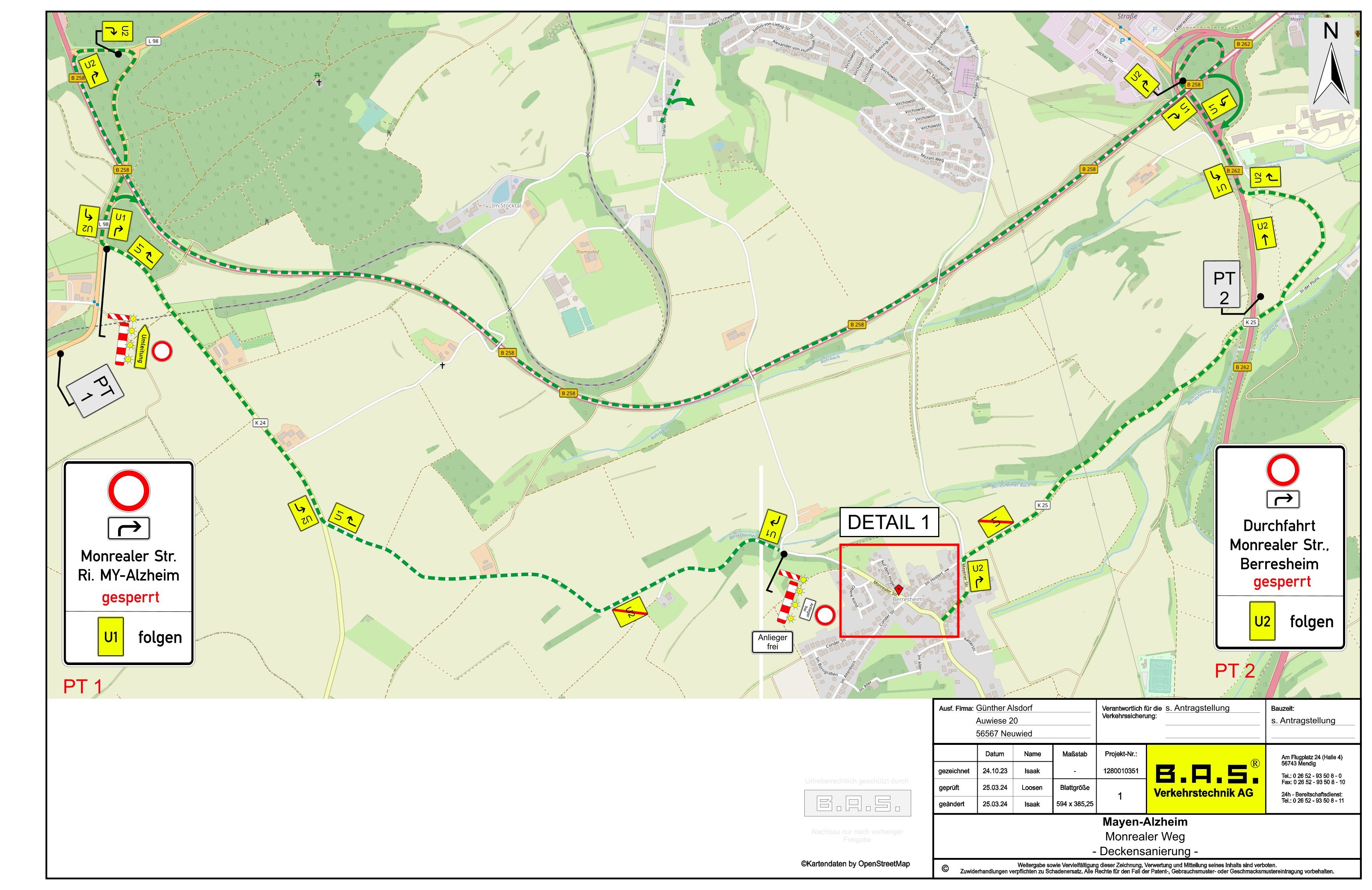 Umleitungspläne für die Baumaßnahme