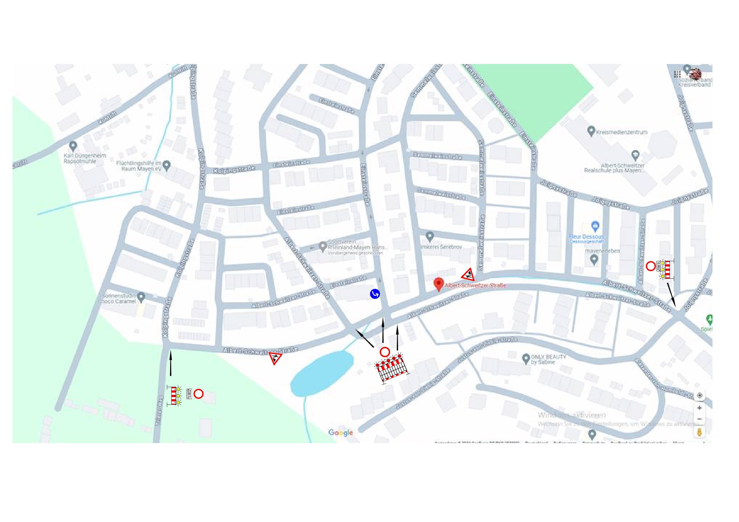 Lageplan der Vollsperrung
