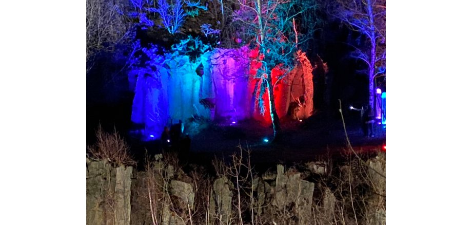 Stimmungsvolle Bilder erwarten die Besucher beim Leuchtenden Grubenfeld 2024 Erleuchtetes Grubenfeld