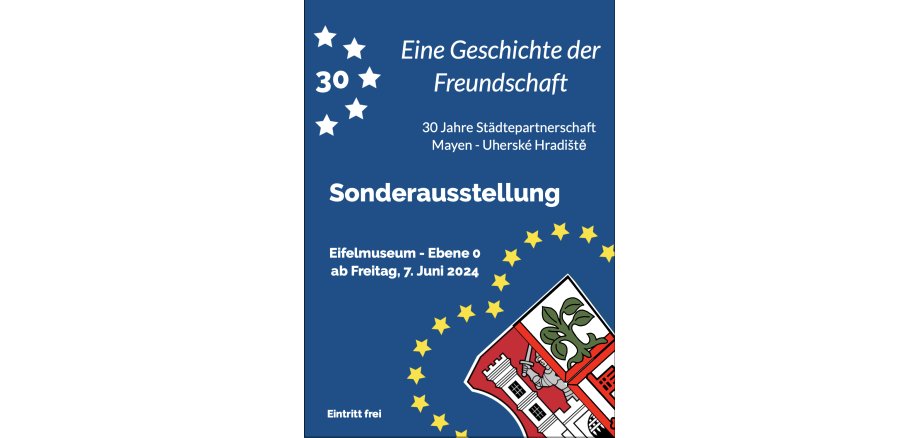 Flyer zur Sonderausstellung zur 30-jähriger Städtepartnerschaft zwischen Mayen und Uherské Hradiště