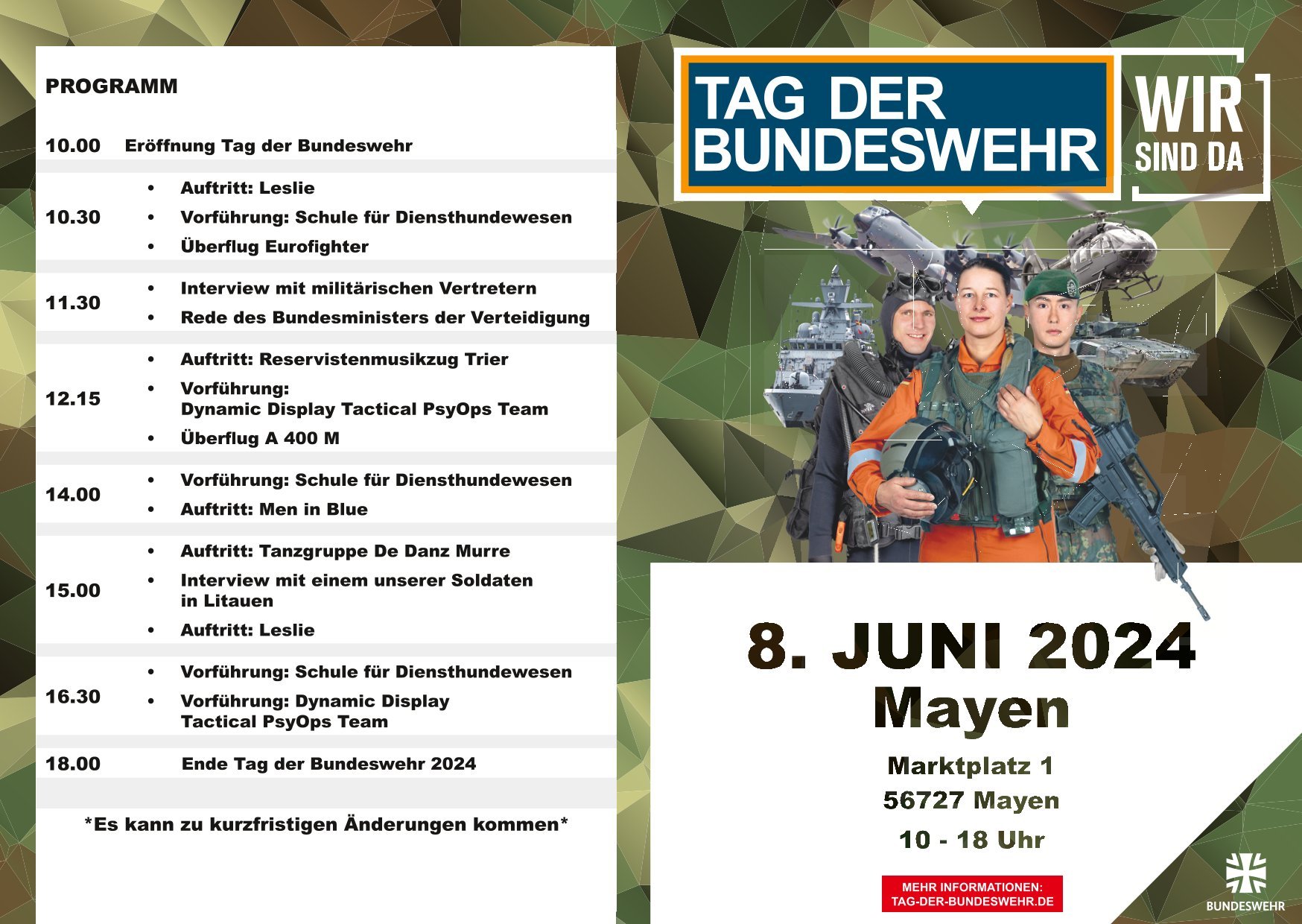 Programmflyer zum Tag der Bundeswehr