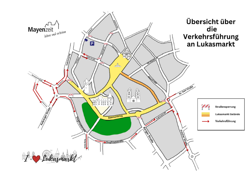 Grafik über die Verkehrsführung am Lukasmarkt 2024