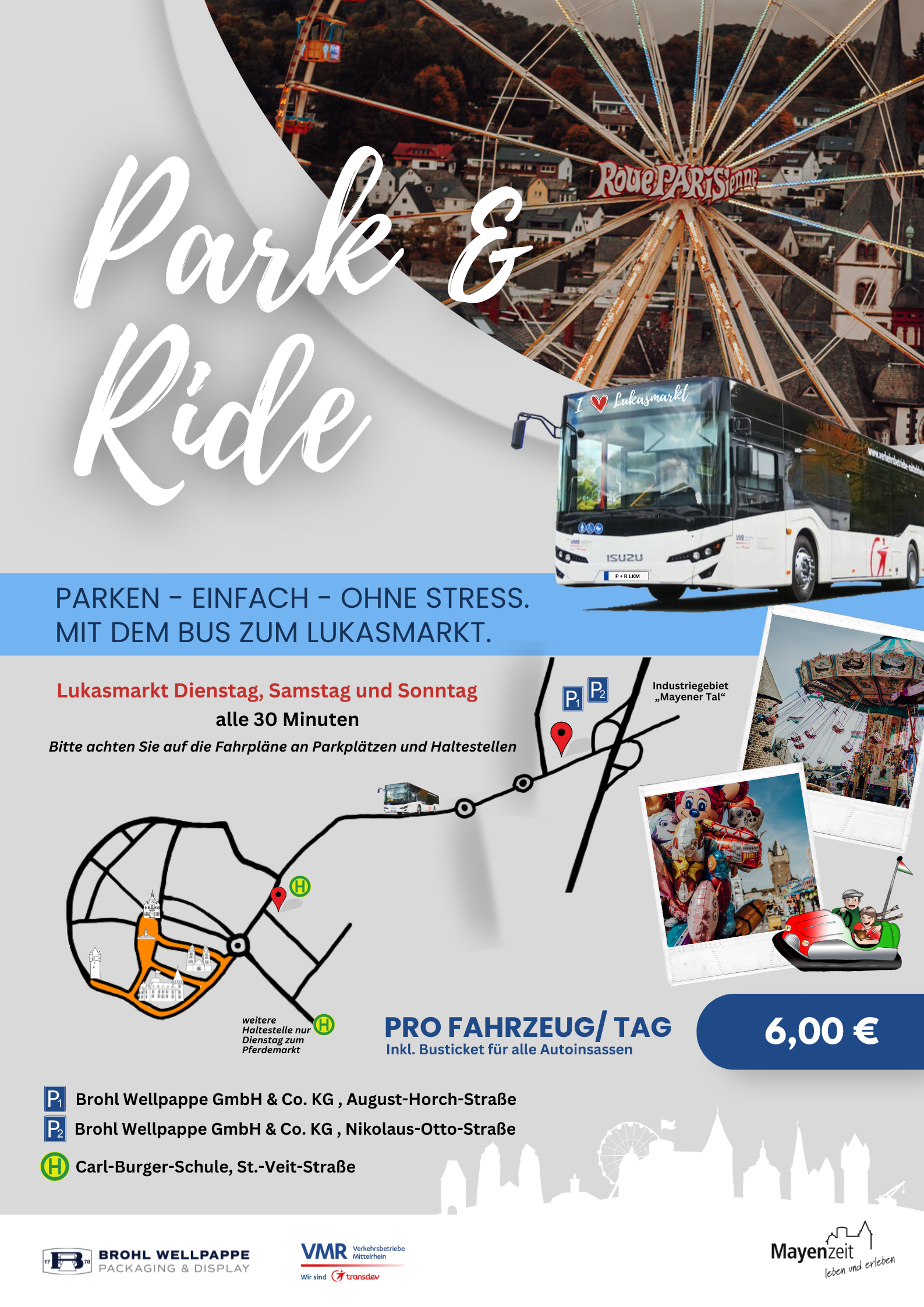 Plakat Park & Ride zum Lukasmarkt 2024 