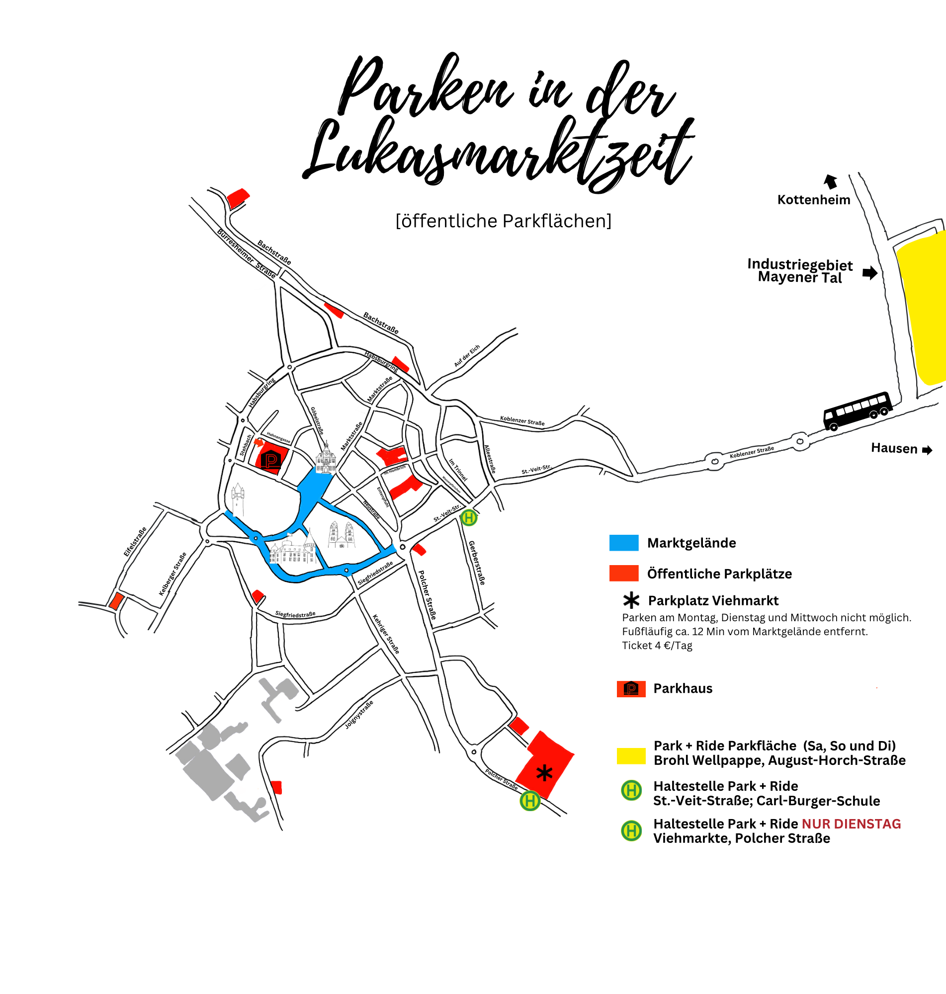 Grafik zum Lageplan der Parkplätze am Lukasmarkt
