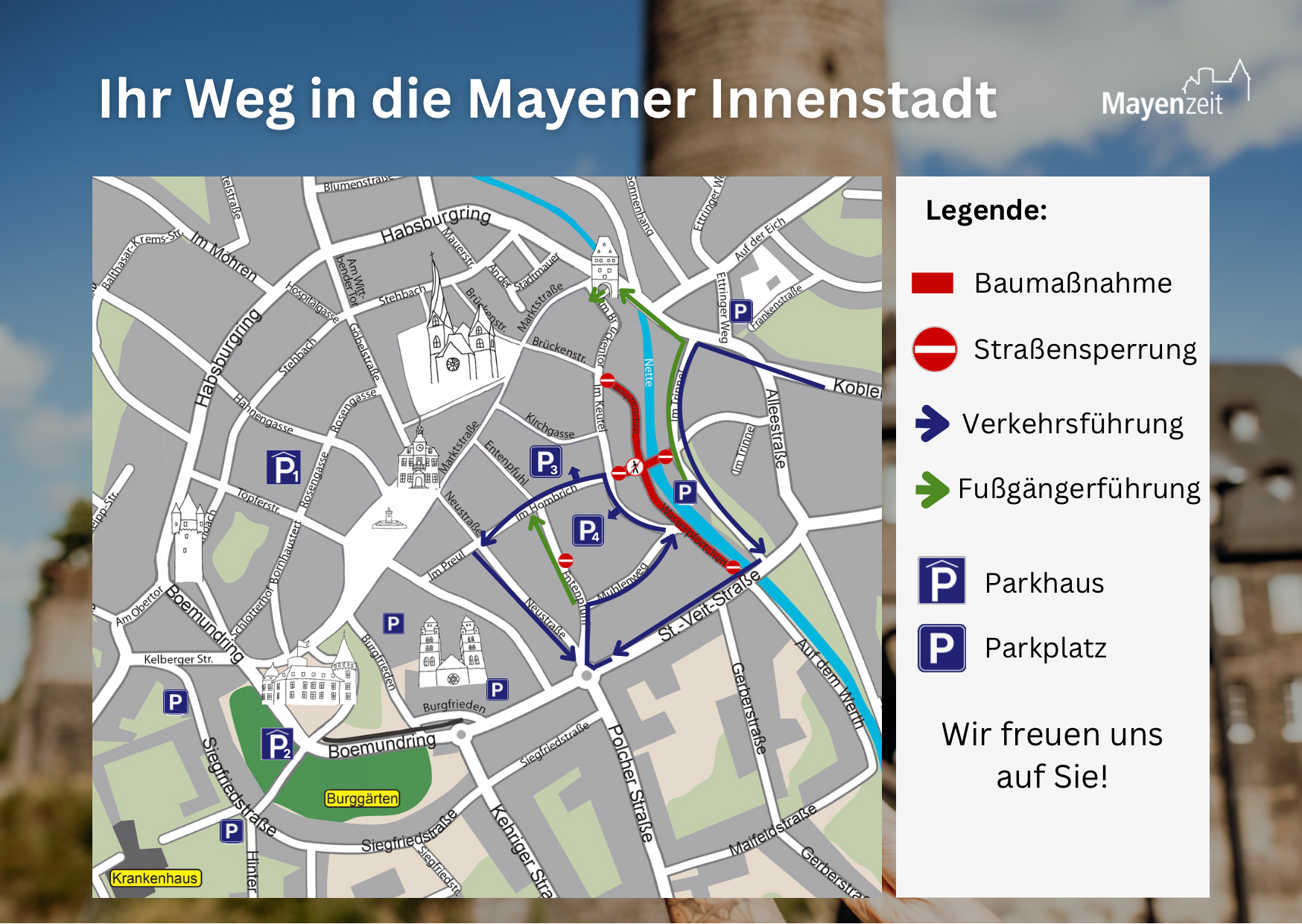 Lageplan mit Übersicht zur aktuellen Lage