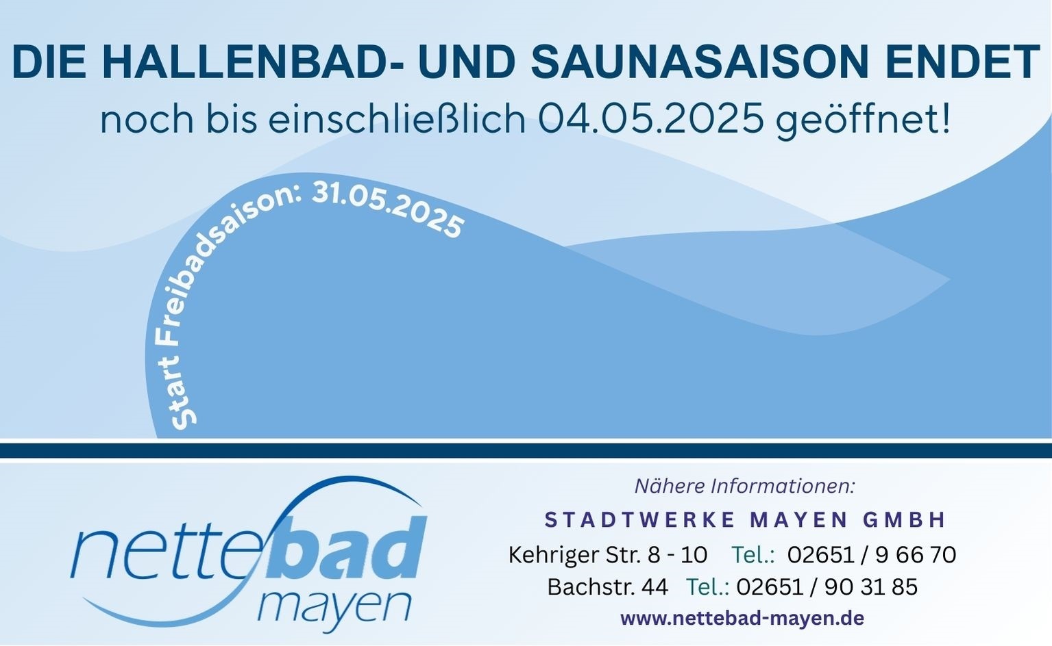 Ende Hallenbadsaison Nettebad