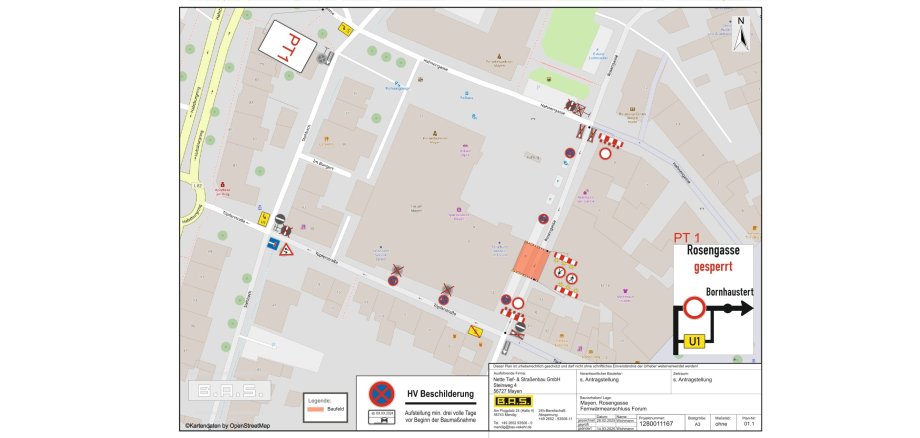 Umleitungsplan zur Vollsperrung 
