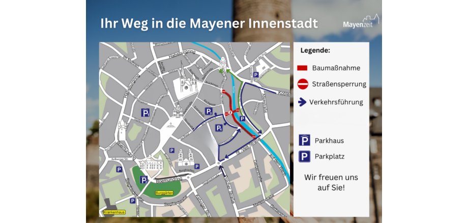 Karte mit einem Überblick zu den Parkmöglichkeiten und Wegen