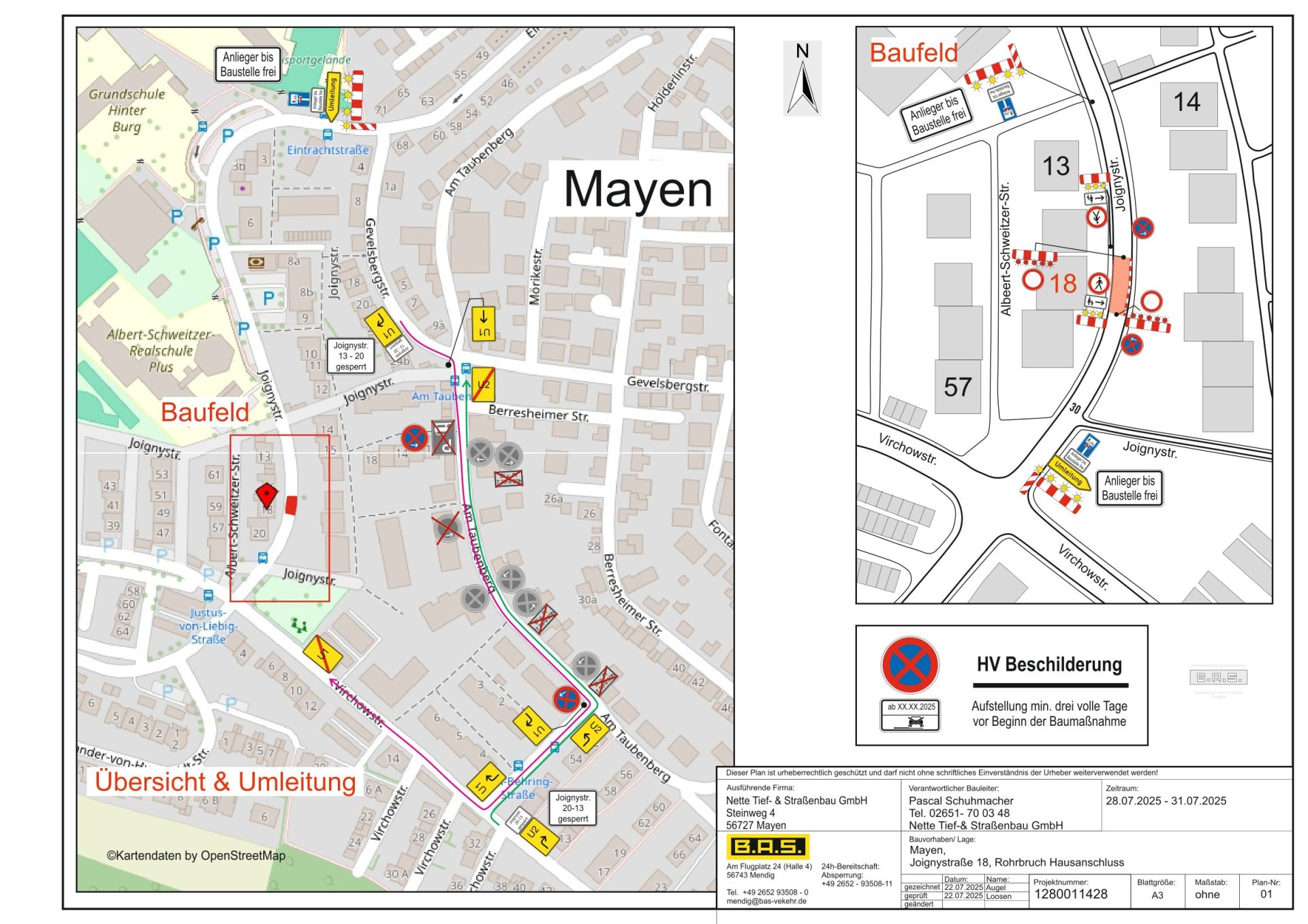Lageplan der betroffenen Stellen