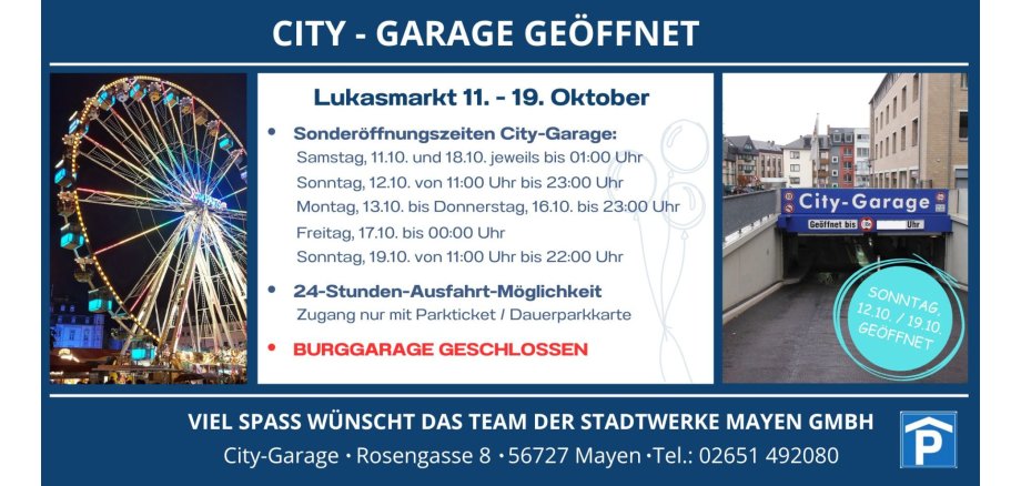 Öffnungszeiten Citygarage an Lukasmarkt