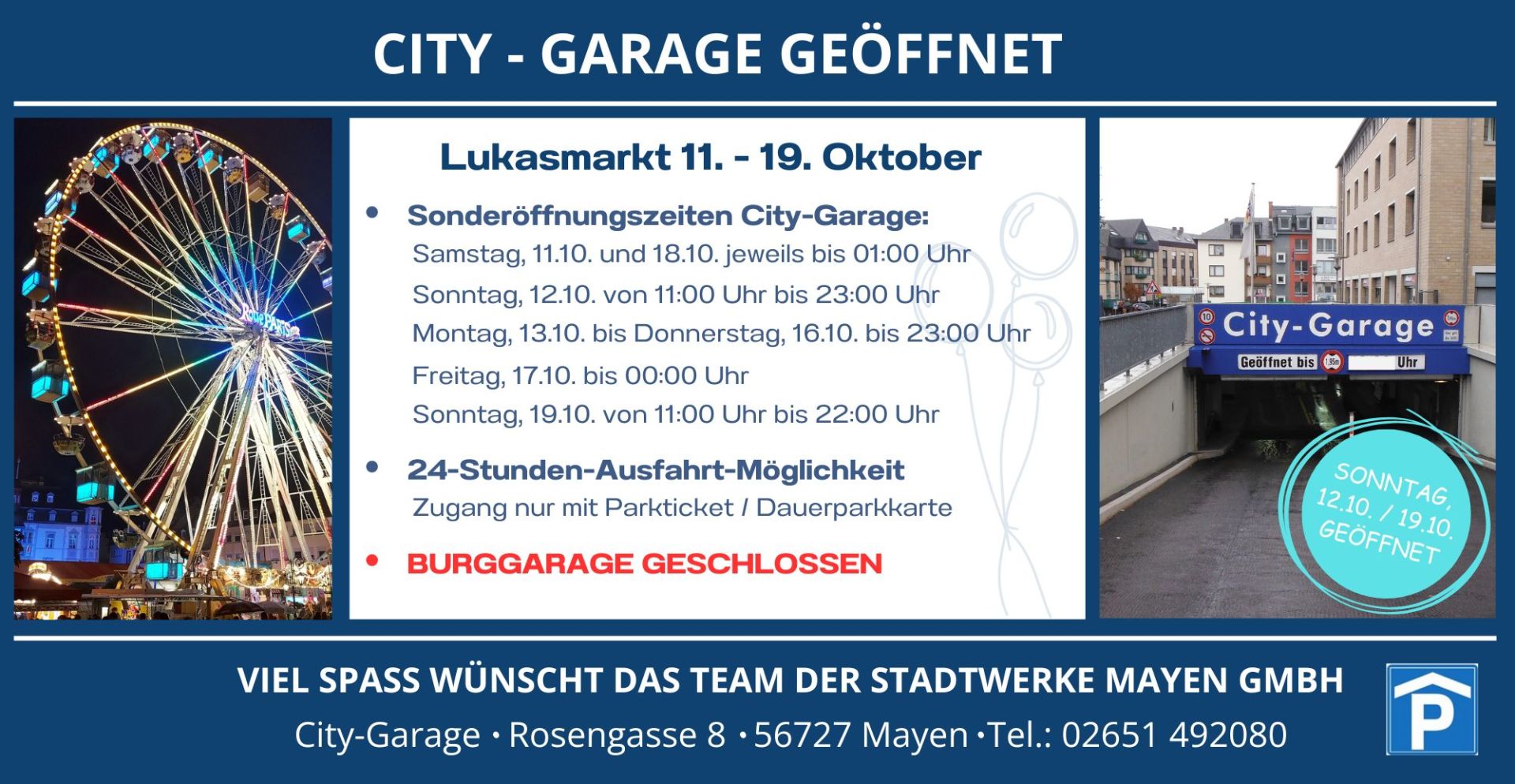 Öffnungszeiten Citygarage an Lukasmarkt