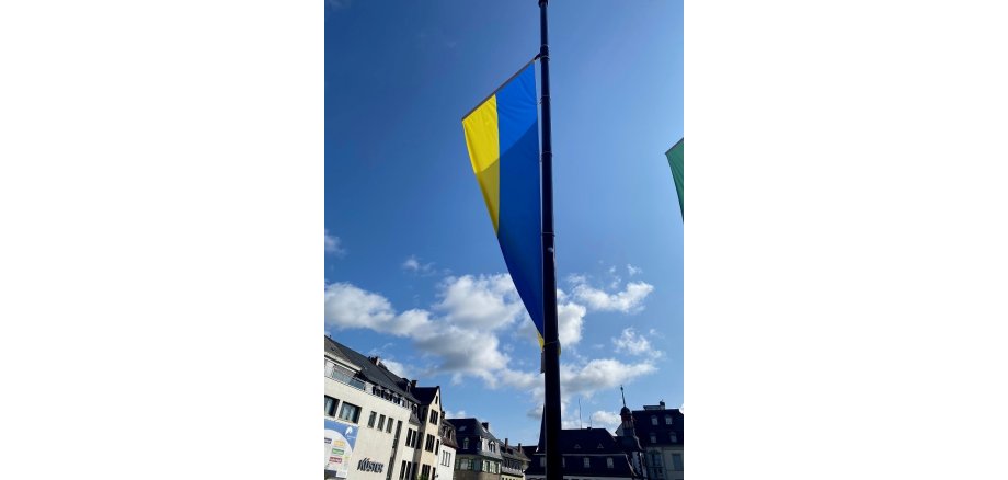Die ukrainische Flagge wurde auf dem Oktagon gehisst.