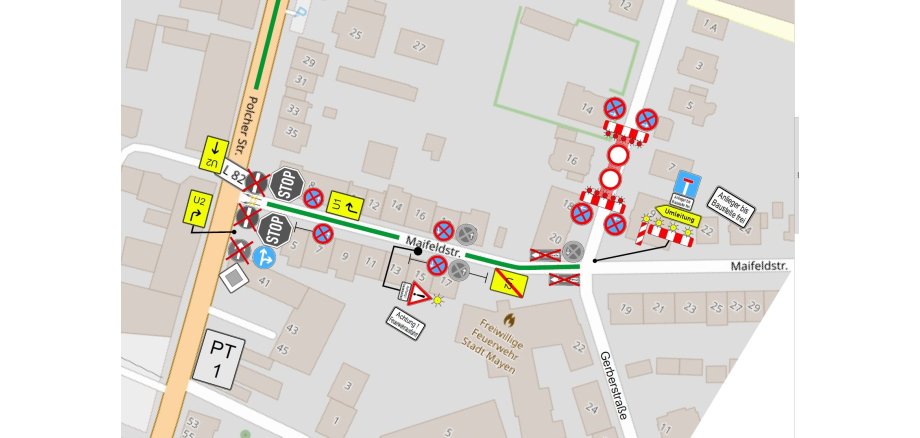 Lageplan der betroffenen Stellen