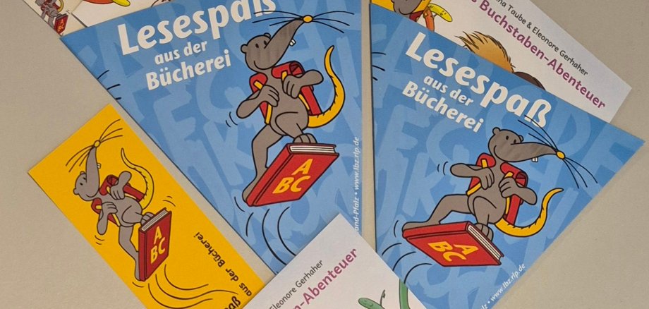 Schultüten und Flyer auf einem Tisch