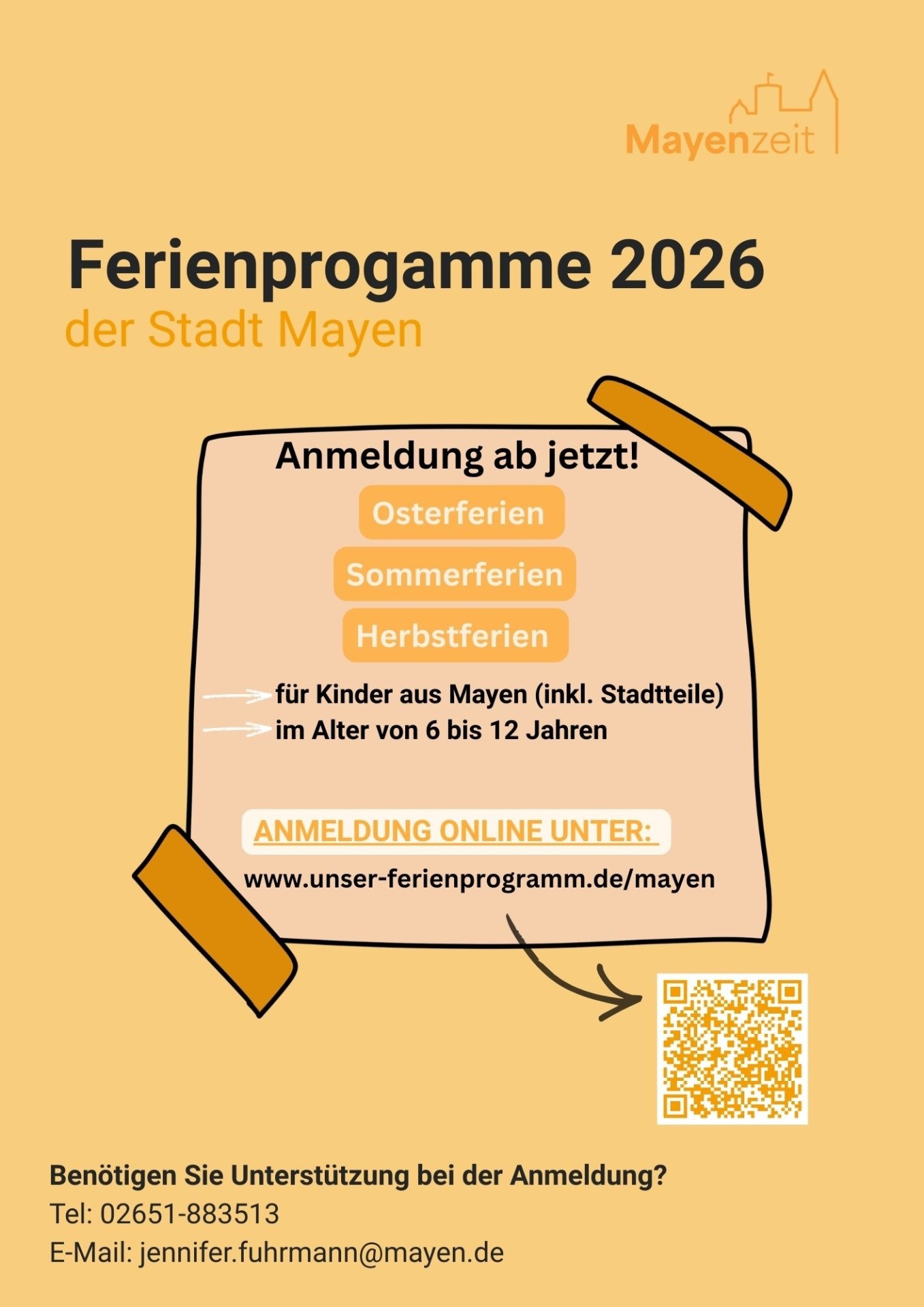 Plakat zu den Ferienprogrammen