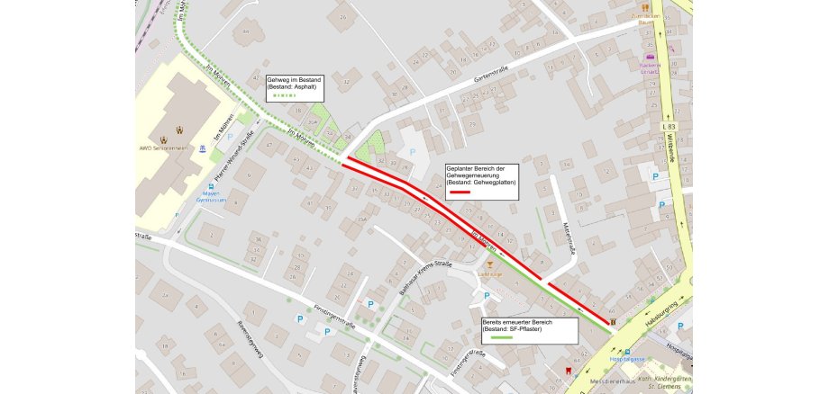 Lageplan zur Gehwegerneuerung