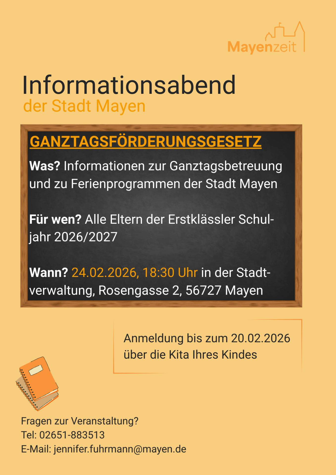 Flyer zum Informationsabend zum Ganztagsförderungsgesetz am 24. Februar