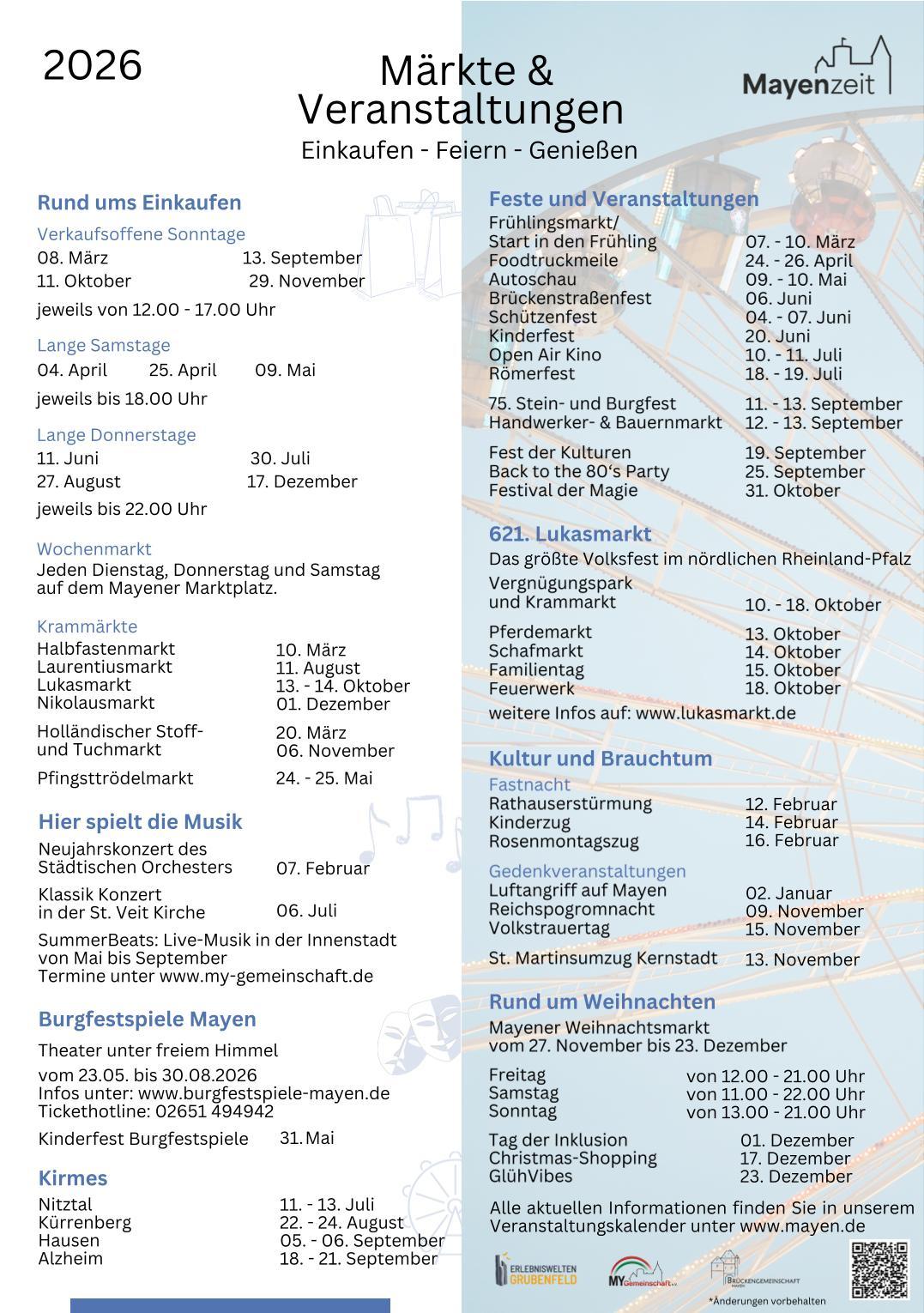 Grafik Mayener Marktkalender 2026