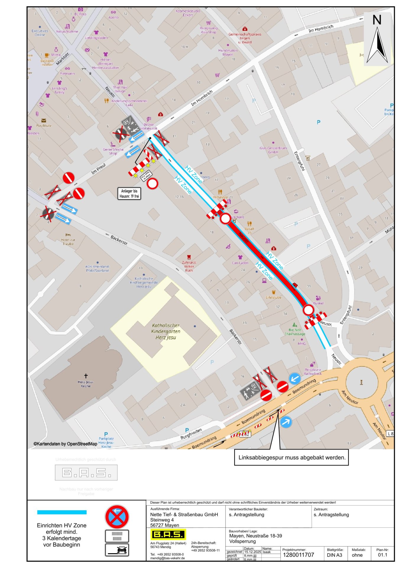 Lageplan der betroffenen Stellen