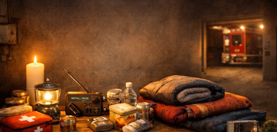 Viele nützliche Dinge, die bei einem Stromausfall helfen liegen auf einem Tisch