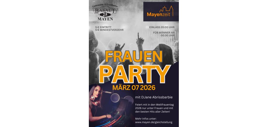 Flyer Frauenparty am 7. März und Pre-Event