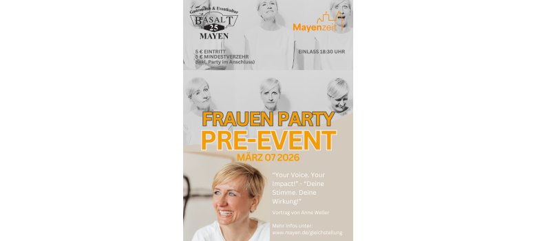 Flyer Frauenparty am 7. März und Pre-Event