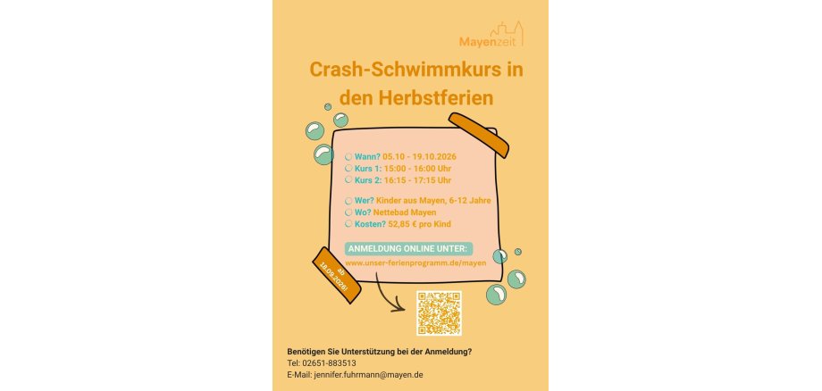 Plakat zu den Schwimmkursen